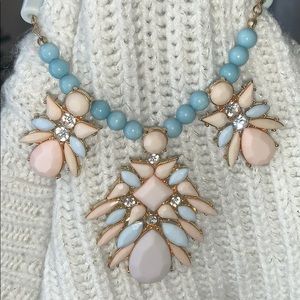 Pink and blue bib necklace